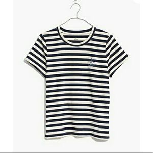 NWT madewell striped tee with lavender embroidery